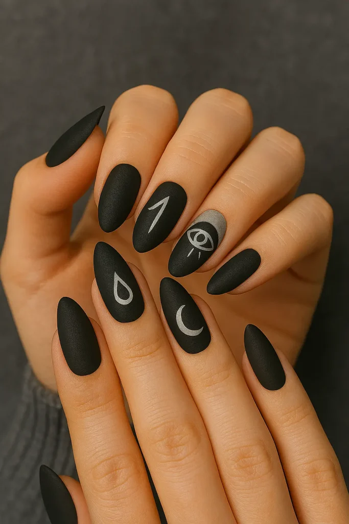 Classic Black Witchy Nails