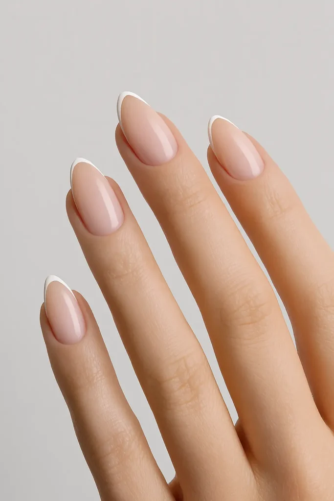 Minimal Thin Line French Tips Almond Nails