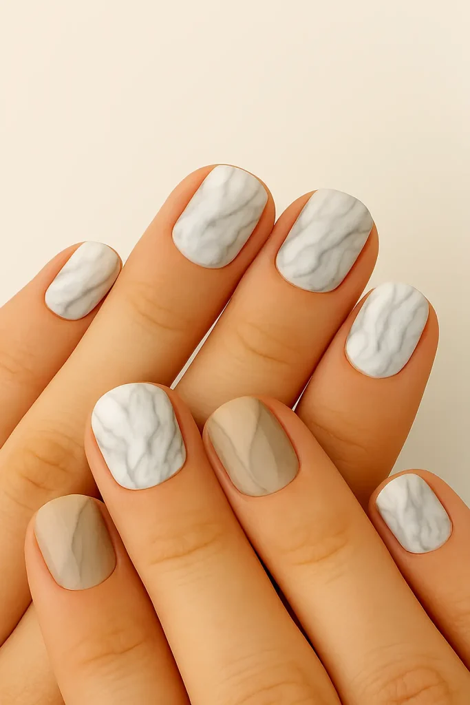Marble Effect Short Nails