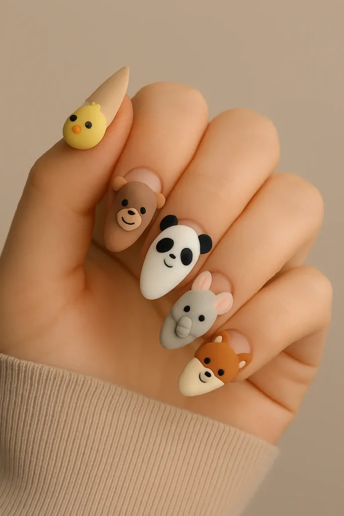 Adorable Animal 3D Nails