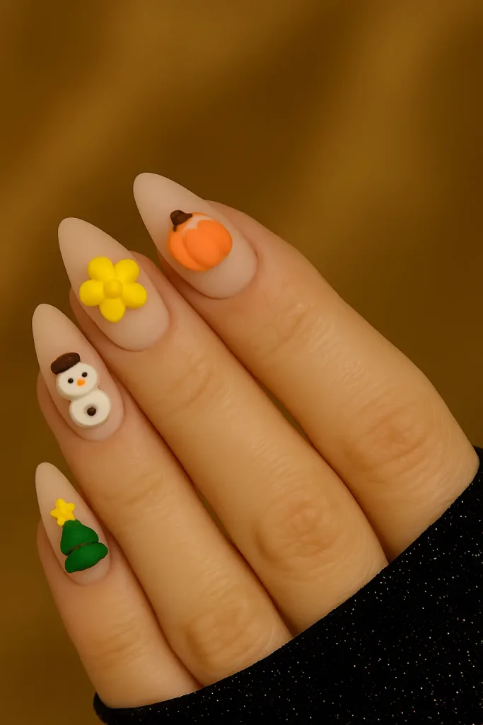 Seasonal Cute 3D Nails