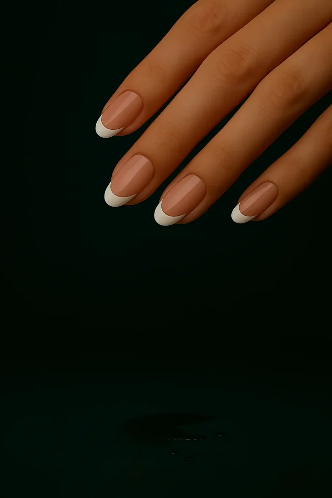 Short Almond Nails with French Tips