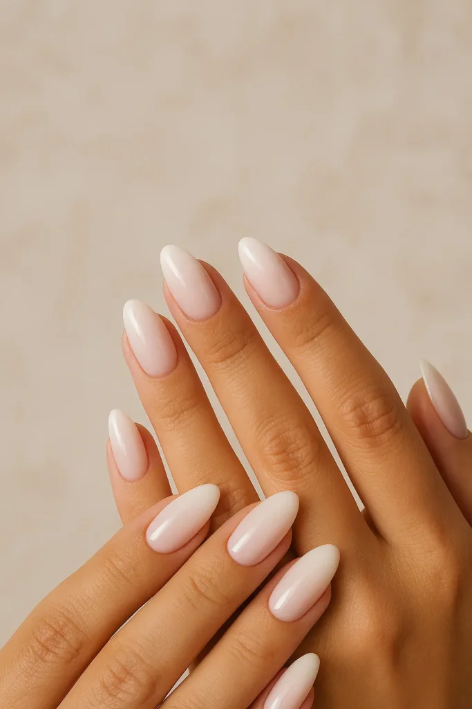 Short Almond Nails with Ombre Designs