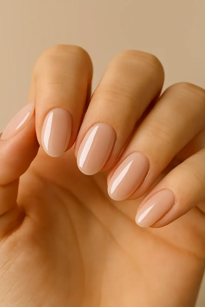 Classic Nude Gel Short Nails