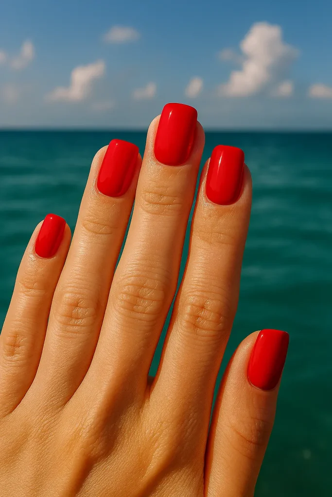 Bold Red Acrylic Short Nail Designs