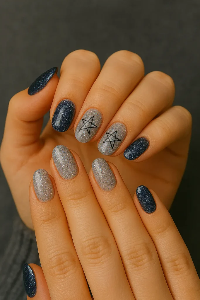 Glitter Acrylic Short Nail Designs
