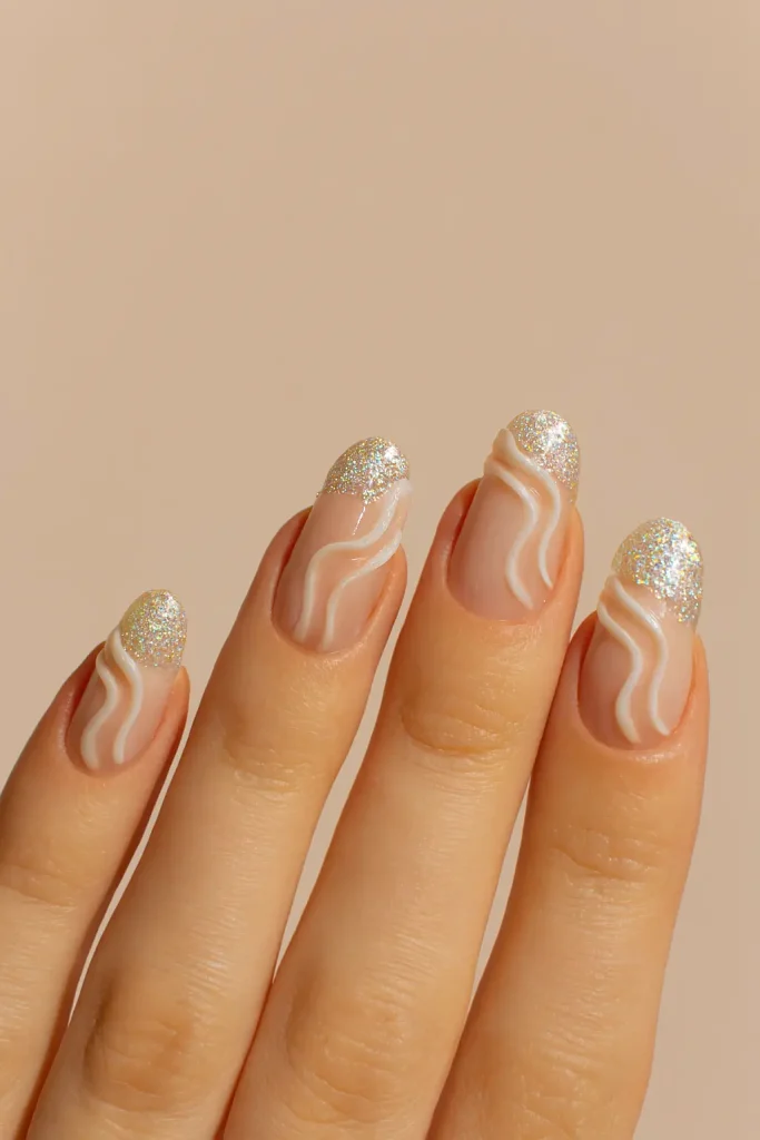Simple 3D Nail Designs with Glitter Tips