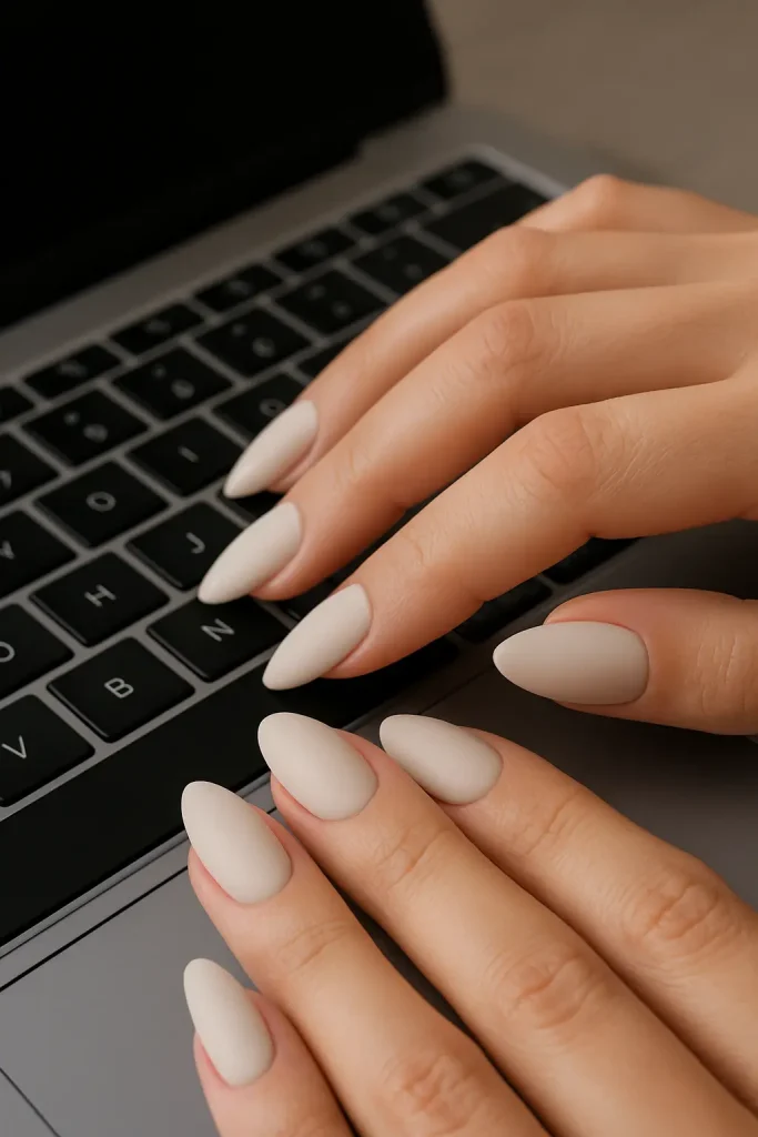 Matte Finish Almond Nails