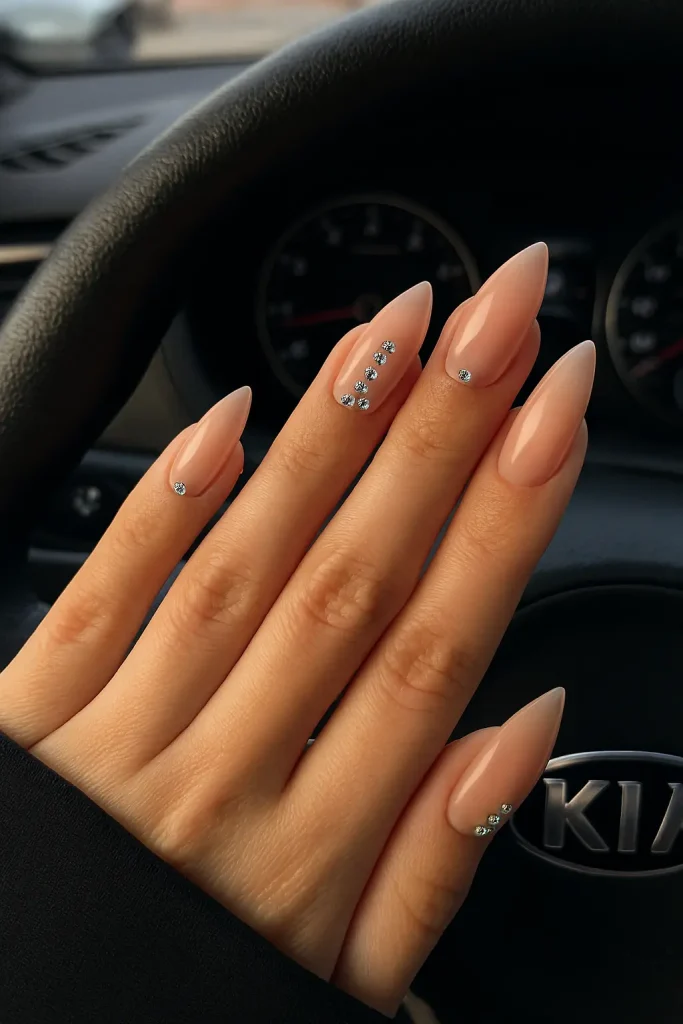 Almond Nails Ideas with Rhinestones