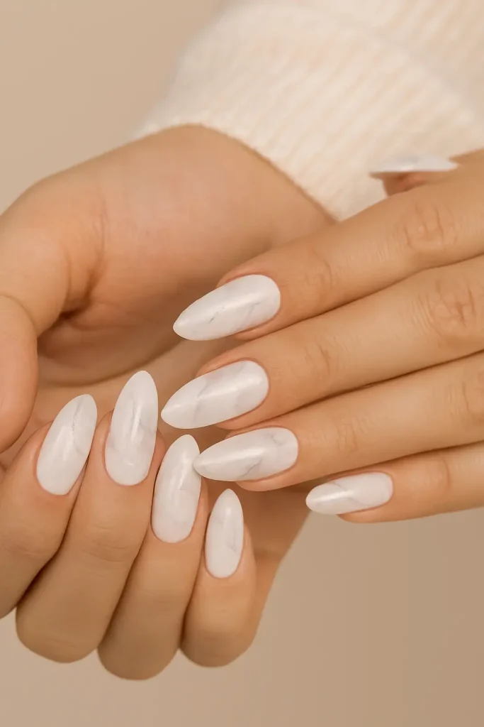Marble Effect Almond Nails