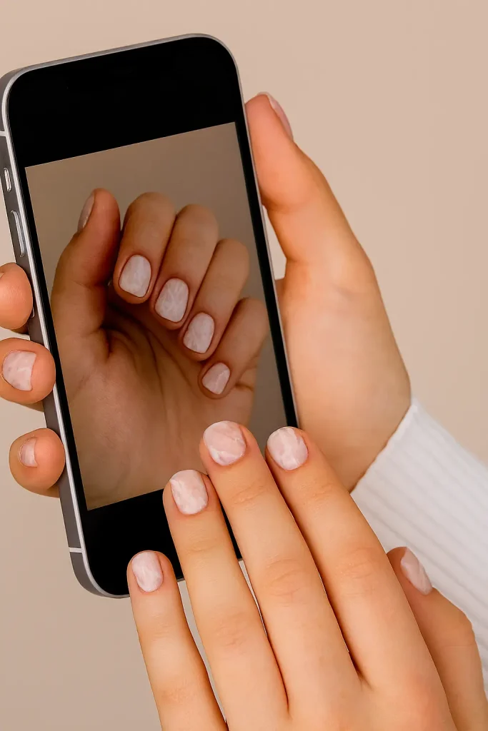 Marble-Inspired Short Nails