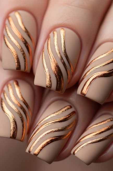 Metallic Tan Lines with Matte Base