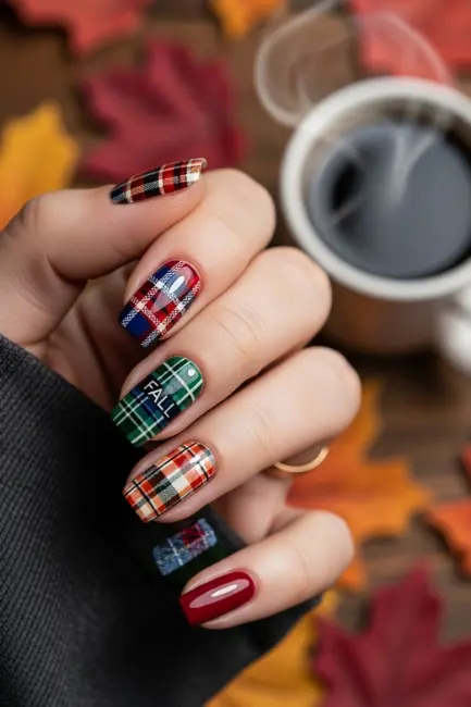 Plaid Nail Art for a Classic Fall Look