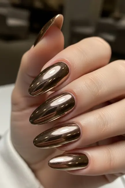 Metallic Almond Nails for Elegance