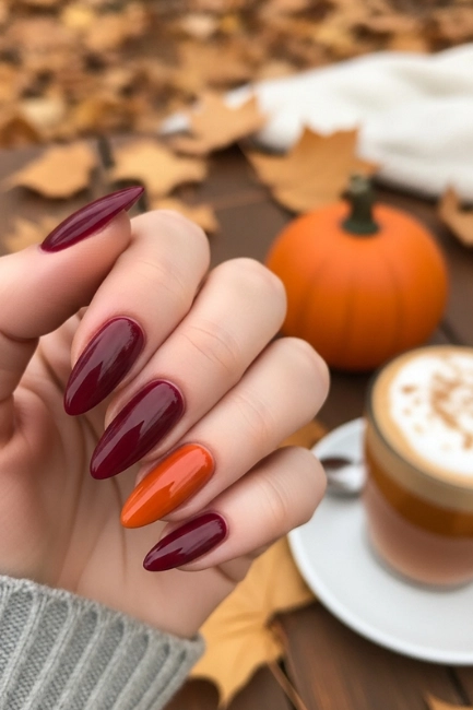 Ombre Almond Nails in Fall Shades