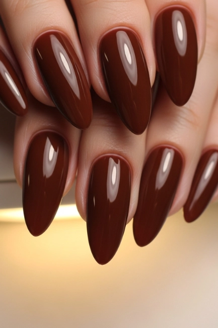 Chocolate Brown Almond Nails
