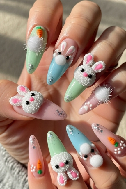 Cute Bunny Fluffy Nail Designs