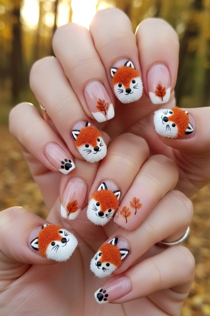Fluffy Fox Nail Art