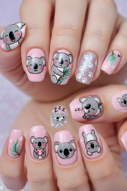 Koala Kawaii Nail Ideas