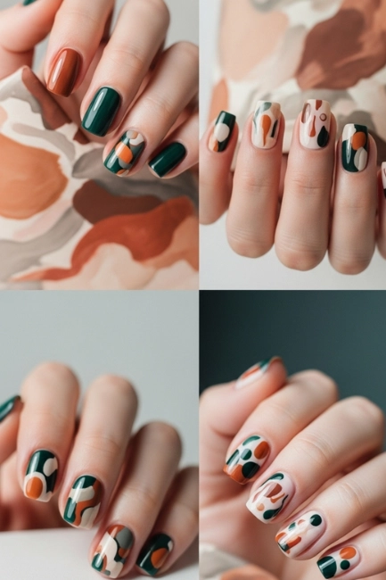 Earthy Abstract Tones for Short Nails