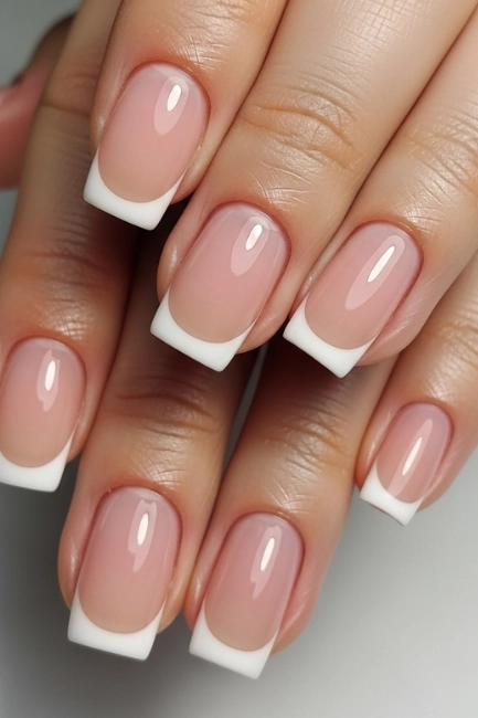 Classic French Tips on Short Nails