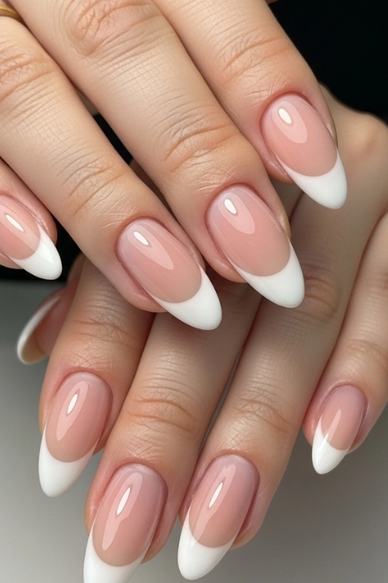 Almond Nails with French Tips