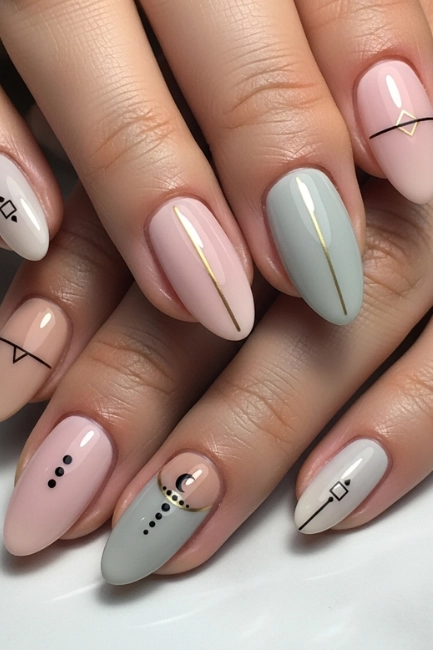 Almond Nails with Minimalist Designs