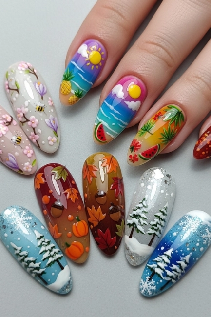 Seasonal Almond Nail Designs