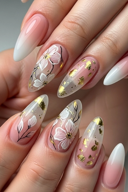 Almond Shaped Acrylic and Gel Nails
