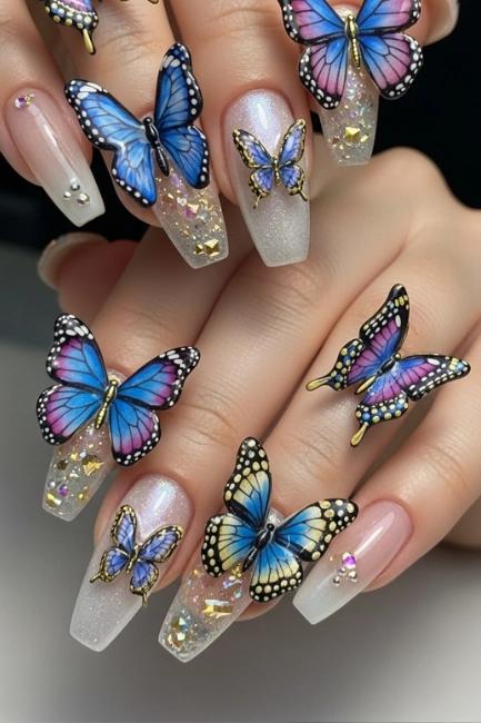 Butterfly 3D Nail Art Ideas