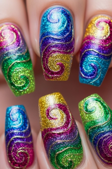 Colorful Glitter Swirls