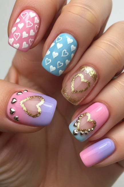 Cute Heart Nail Art