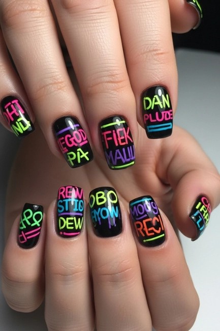 Neon Pop Short Nails