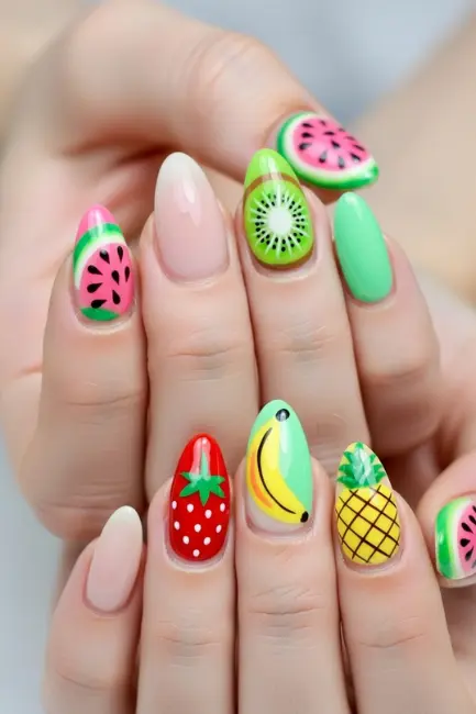 Playful Fruit-Inspired Nails