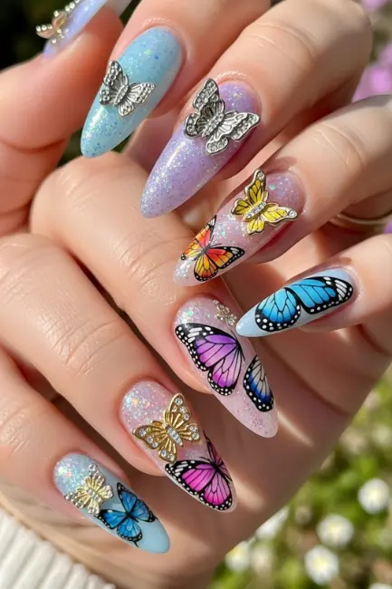 Butterfly Charm Nails