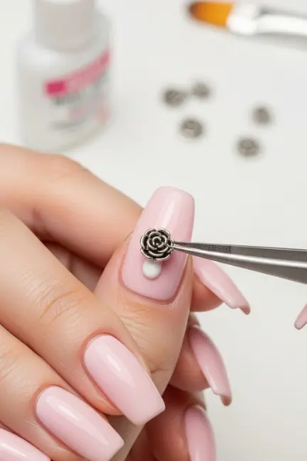 how to apply 3d nail charms