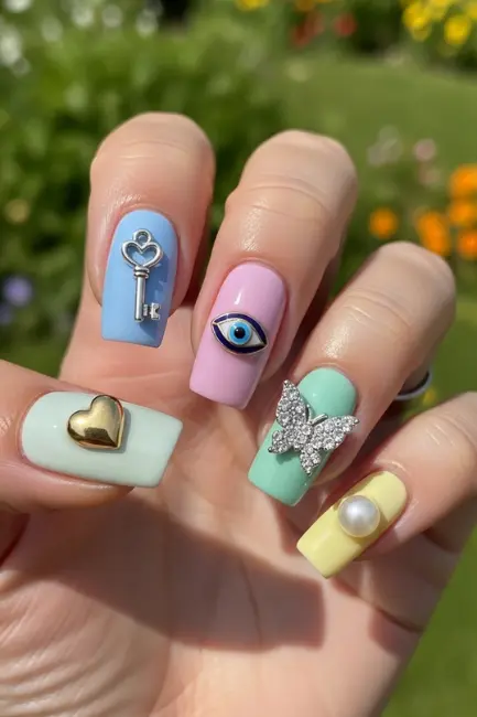 Mix Charms with Nail Art