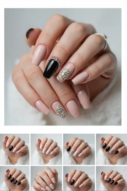Minimalist Swarovski Accent Nails