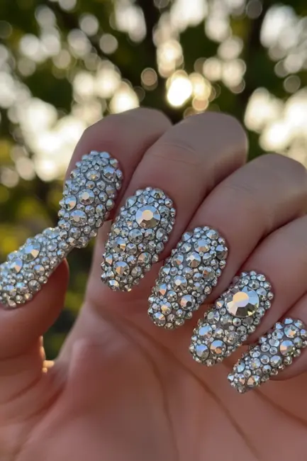Full Crystal-Covered Nails