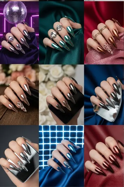 metallic stiletto nails