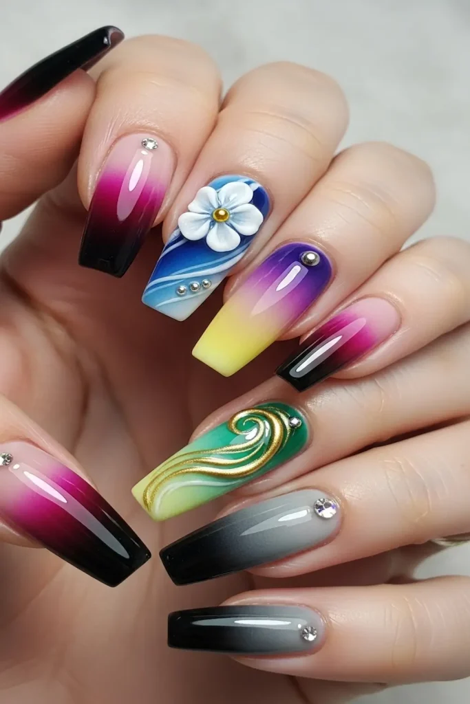 Ombre Coffin 3D Nail Designs