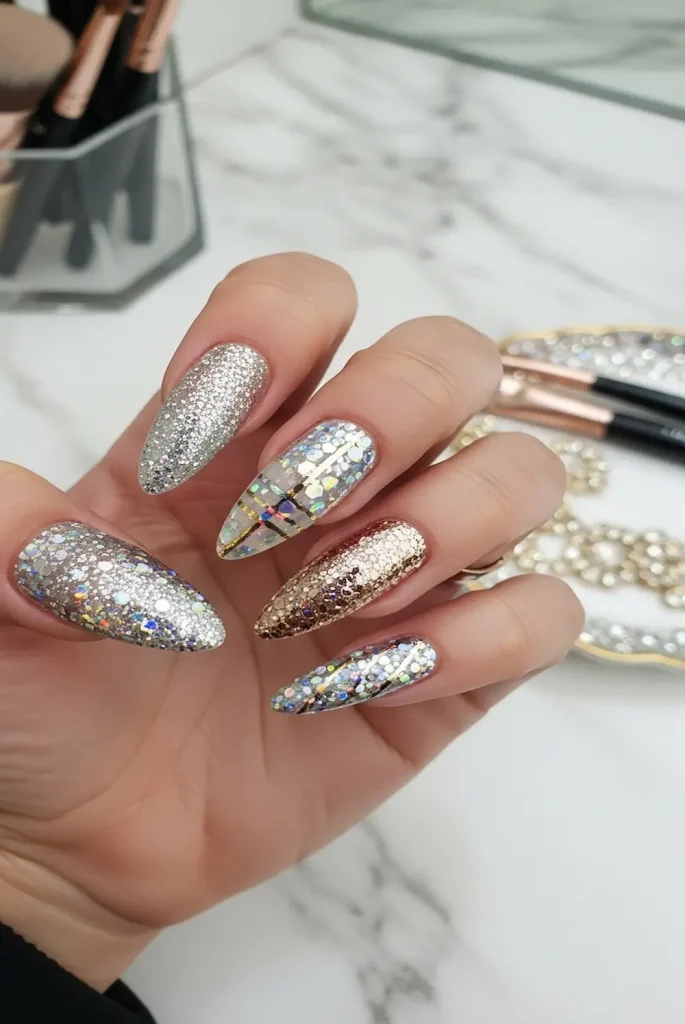 Glitter Accent Nails