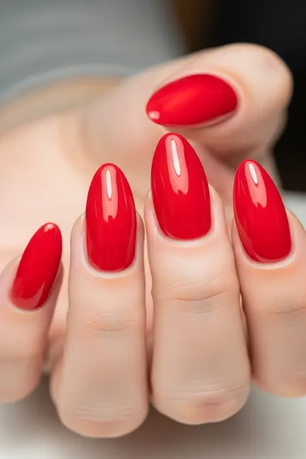 Fiery Red Almond Nails