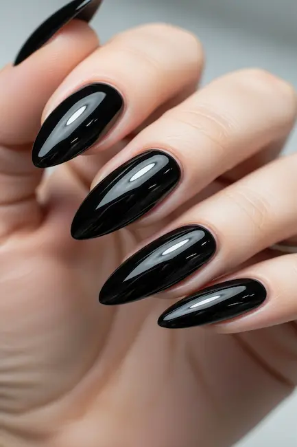 Glossy Black Power Nails