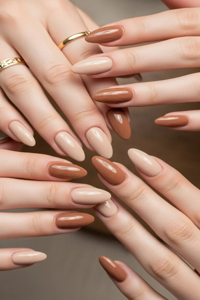 Earthy Nude Almond Nails