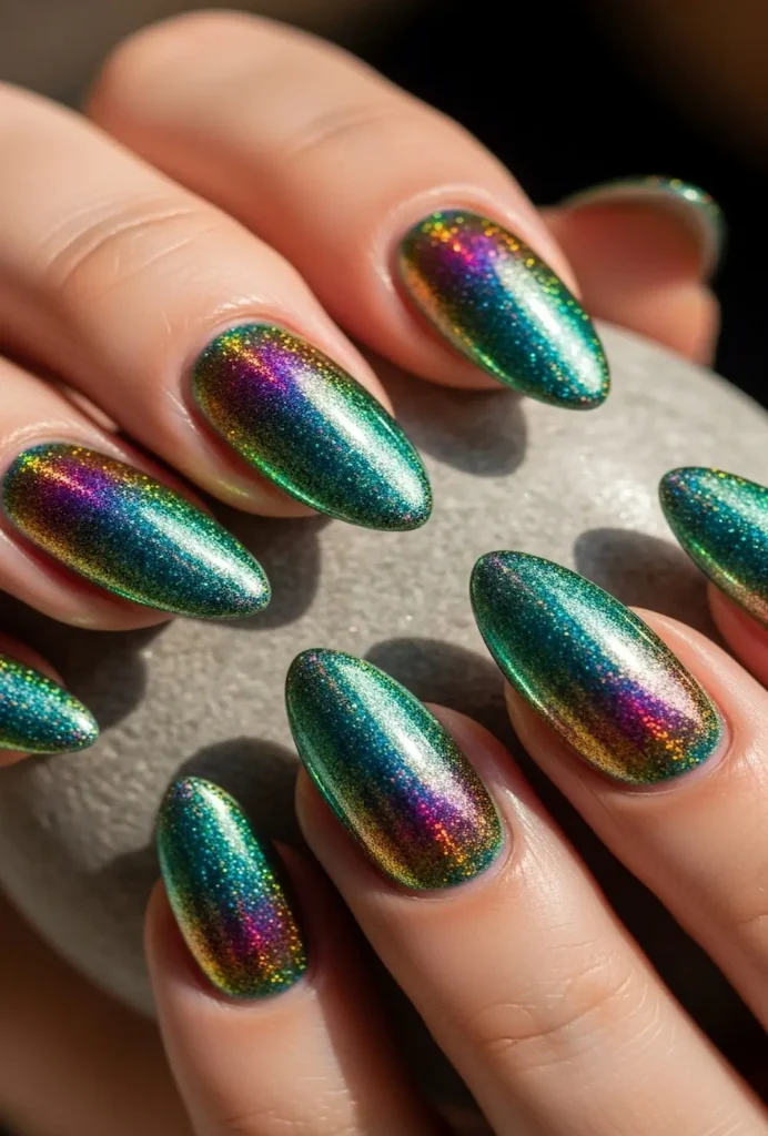 Glitter Holographic Metallic Nails