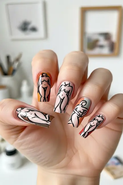 Nude with Bold Outlines