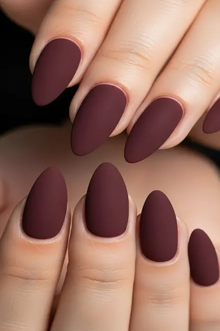 Matte Burgundy Nails