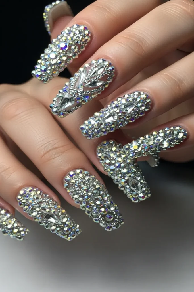 Rhinestone-Encrusted Coffin Nails