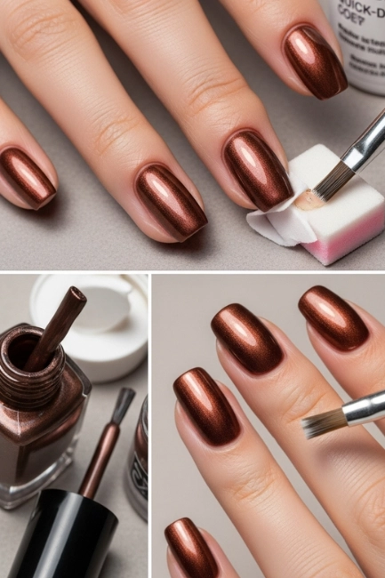 How to Maintain Brown Metallic Nails